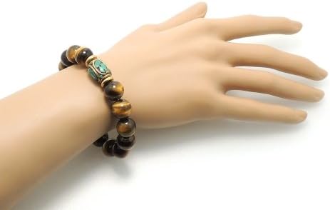 [機縁パワーストーン]エスニックブレスレット・アジアンパワーストーン(メンズ) チベットハンドメードビーズ(トルコ石4面カット)角柱