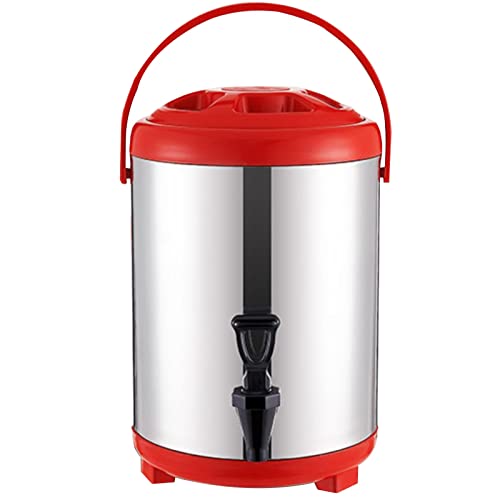 Barril de Acero Inoxidable con Aislamiento. Cubo Comercial para Agua Caliente. Contenedor Aislante de Acero Inoxidable para té con Leche, Agua Caliente y Cocina para el hogar (Plateado, 8 l).