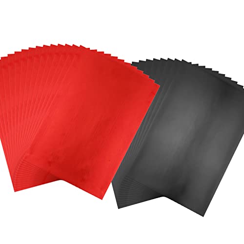 BAOFALI 100Pcs 7.9x11.4inch Toner Reactive Foil，Foil Paper for Toner Foiling Foil by Laser Printer and Laminator, for Scrapbooking Paper Crafts （ Bright Red+Black）