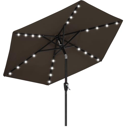 Image of ABCCANOPY Durable Solar Led Patio Umbrellas with 24LED Lights 7.5FT (Brown)