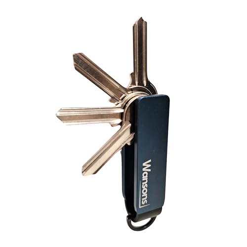 Wansons Metal Key Organiser | Premium Aluminium Compact Pocket Key Holder | Slim & Durable Minimalist Key Ring Organiser | Modern Keychain | Key Case For Up To 6 Keys | Everyday Carry Gift | Navy