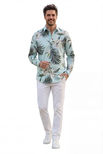 Image of Wispy Cereus Light Blue Family Matching Hawaiian Clothes | Family Matching Outfits • Soft Rayon Fabric • Tropical Floral Print • Vacation Ready • Luau Party Wear