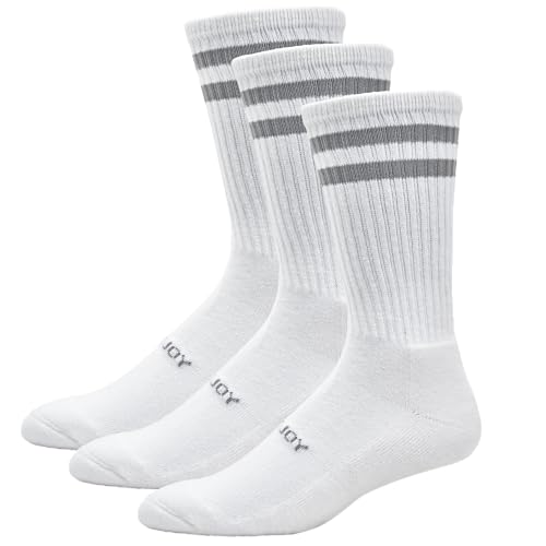 FootJoy Men's ComfortSof Crew 3-Pack Socks, White, Fits Shoe Size 7-12