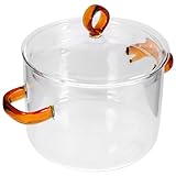 Glastopf mit Deckel Doppelgriff Nudel Topf aus Hitzebeständigem Borosilikatglas Mehrzweck Kochtopf für Suppen Gemüse und Babynahrung für Gas und Elektroherde