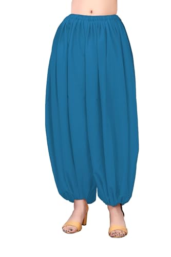 Chiffon Harem Pants | Women's Sheer Aladdin Belly Dance Trousers | Flowy Boohoo Genie Pant | 30 Colors, Plus Size S-5XL Teal