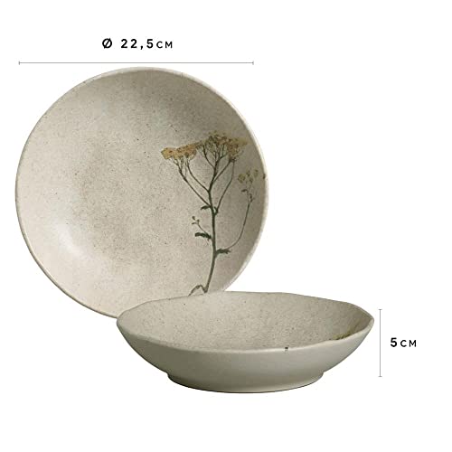 Conjunto C/ 6 Pratos Fundo Bio Stoneware Campestre Ø 22,5cm