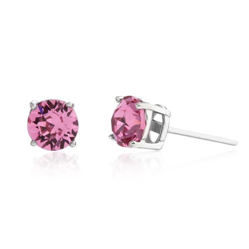 Devin Rose Rhodium Plated 925 Sterling Silver 6mm Round Solitaire Stud Earrings for Women made with...