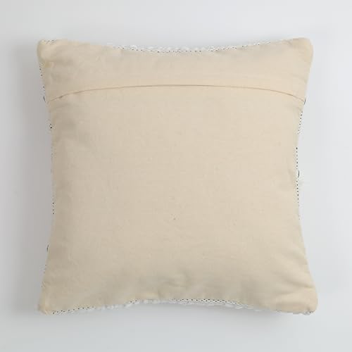 Image of TIB Premium Boho Decorative Throw Cushion Covers, 16 x 16 cm, Set of 2, Cotton. (Grey & White Line)-230 TC