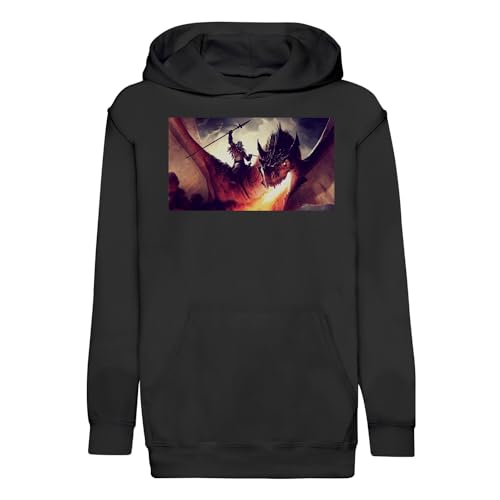 Sweat à capuche enfant dragon et chevalier en textile premium haute densité