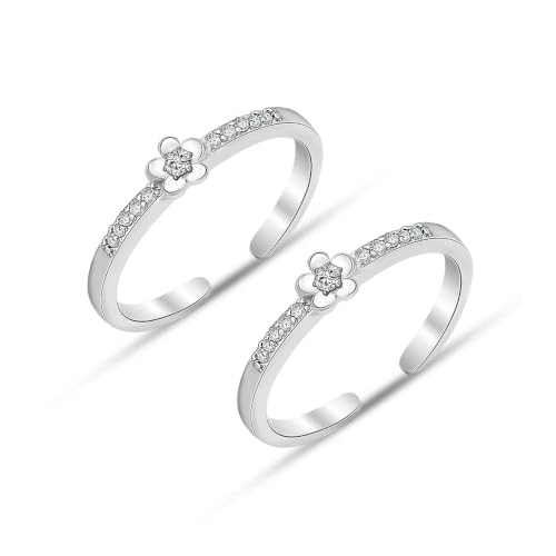 Image of TRUESILVER ACPL 925 Sterling Silver Toe Rings for Women (Adjustable) BIS Hallmarked Multi-Design Bichiya | Pure Chandi Foot Jewelry | Gift for Mom, Anniversary, Birthday, Wedding