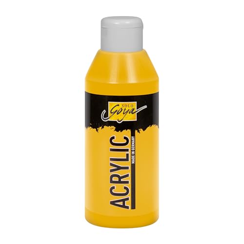 KREUL 84222 - Solo Goya Acrylic ocre clair, flacon de 250 ml, peinture acrylique crémeuse polyvalente de qualité étude, à base d'eau, séchage rapide et mat
