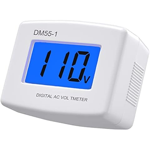 Eversame Flat US Plug AC 80-300V LCD Digital Voltmeter Voltage Measuring Monitor, AC 110V 220V Voltage Panel Power Line Volt Test Monitor Gauge Meter for Household Plug into Outlet to Measure Voltage Cover