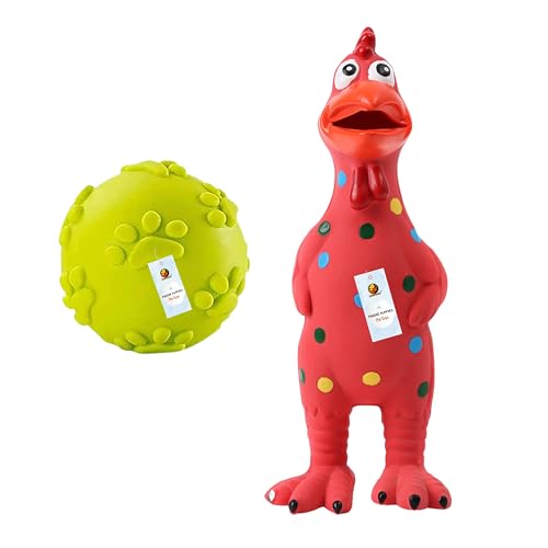 Foodie Puppies Latex Squeaky Chew Dog Toy Combo (Claw Ball + Pink...