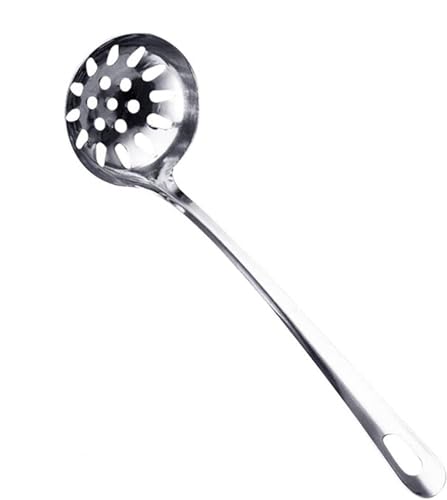 LuysmengEU Colador Espumadera Colador Cuchara Mango Largo Sopa Olla Caliente Colador Cucharadas Vajilla portátil Filtro de Acero Inoxidable Cuchara con Gancho Cocina Freír(B)