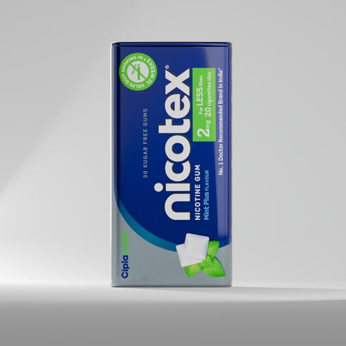 Cipla Nicotex Nicotine Sugar Free Mint Plus Gums 2mg | Helps to Q...