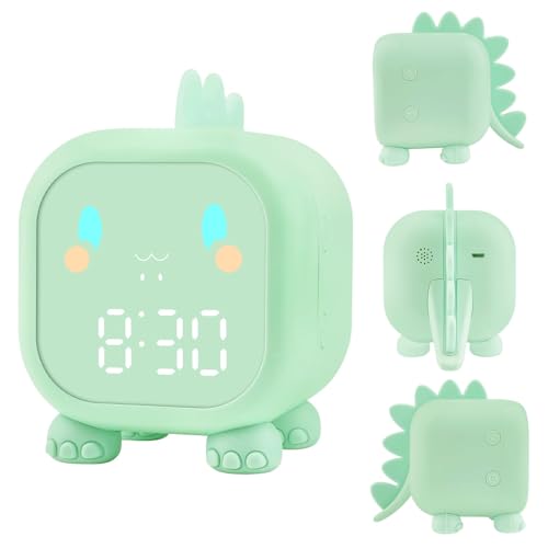 Edillas Reloj Despertador Infantil Lindo Reloj Despertador Dinosaurio, Reloj de Escritorio Portátil Fácil de Usar Reloj Despertador a Pilas para Habitación Infantil Escritorio Escuela Reloj Despertado