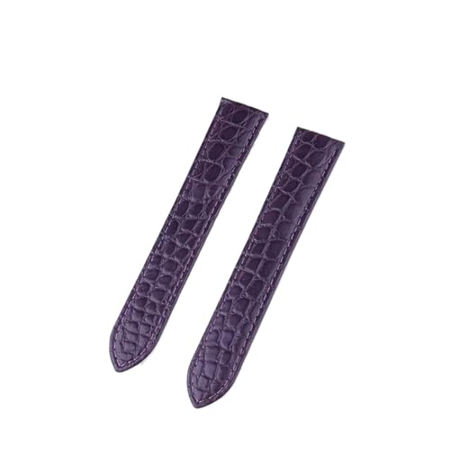 Bracelet crocodile grain rond anti-irritation 20mm fait main violet or