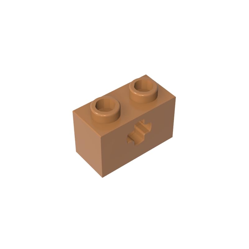 Gobricks GDS-633 Technic Brick 1 x 2 with Axle Hole Type 1 and Bottom Pin 50PCS Compatible with Lego Toy 31493 32064 DIY Parts and MOC Components for Major Brick Brands Color?Medium Dark Flesh 312