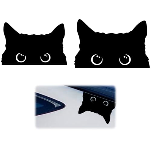 JEYORZY Lot de 2 autocollants de voiture chat drôle, dessin animé animal chat chaton autocollant, voiture drôle autocollant de voiture autocollant chat, autocollant...