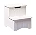 KB Designs - 2 Step Wood Storage Step Stool for Kitchen, Bathroom, Bedroom, Living Room, White