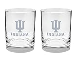 Indiana Hoosiers 2-seitiges Glas, satiniertes Finish, Rock (oder Whiskey), 2 Stück
