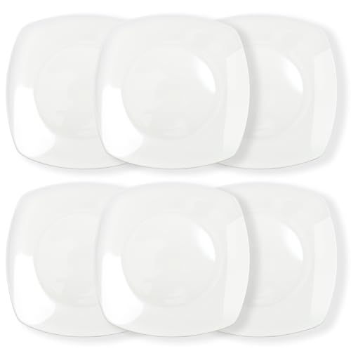 Blcculi 7.5'' Porcelain Dinner Plates,Set of 6 Square Dinner Plates,Porcelain Dessert Plate,White Square Serving Plate for Salad, Pasta, Steak,Snacks Blcculi 7.5'' Porcelain Dinner Plates,Set of 6 Square Dinner Plates,Porcelain Dessert Plate,White Square Serving Plate for Salad, Pasta, Steak,Snacks
