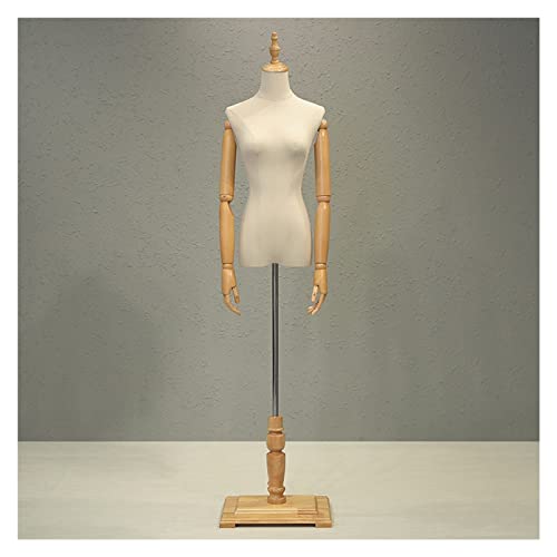 EKBBBYE Mannequin Body Torso Female, Clothing Display Bust Half Scale Dummy Manikins Dress Form with Demountable Wooden Arm Studio,Square,Small