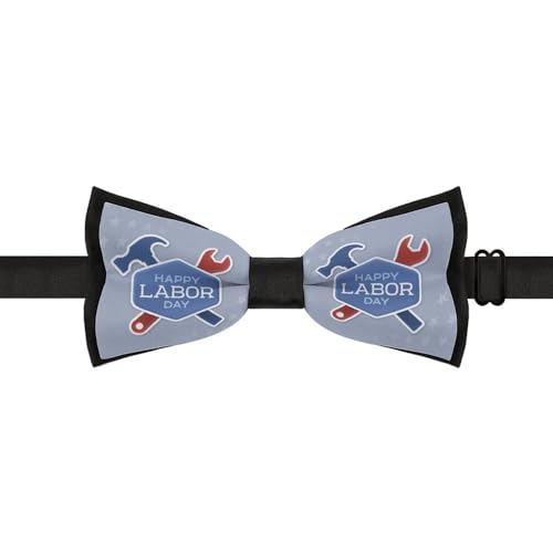 GoasNei Happy Labor Day Bow Tie for Men Adjustable Necktie Funny Tie Neck Ties for Weddings Party