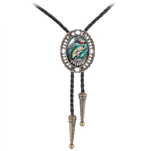 Image of Jeilwiy Bolo Tie for Men Western Cowboy Gothic Bolo Tie Necklace Halloween | Glow in Dark Bolo Tie for Men Women, 3D Halloween Bolo Tie, Gothic Western Ties, String Ties for Men Rodeo Leather Necktie