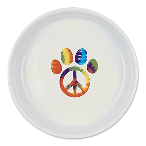 Bone Dry Ceramic Food Bowls, Non-Slip & Dishwasher Safe, Large Set, 7.5x2.4, Peace Paw, 2 Count - Image 3