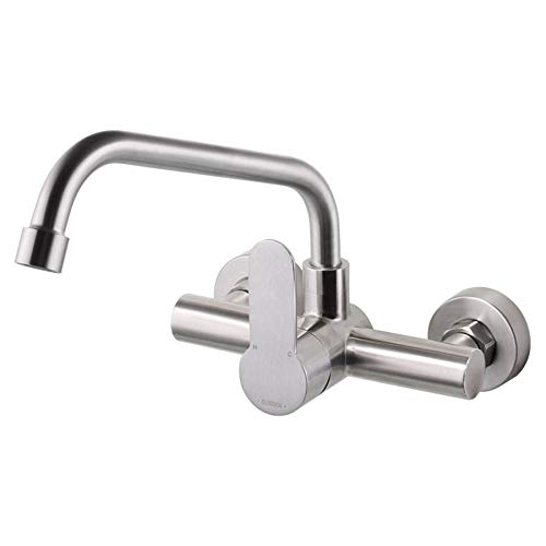 Robinet Mural Universel QYYZTQY en Acier Inoxydable 304 Eau Chaude et Froide pour Cuisine