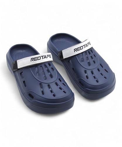 Image of Red Tape Mens Lightweight EVA Clogs Slip-On Comfortable Casual Footwear with Adjustable Back Strap and Anti-Slip Outsole