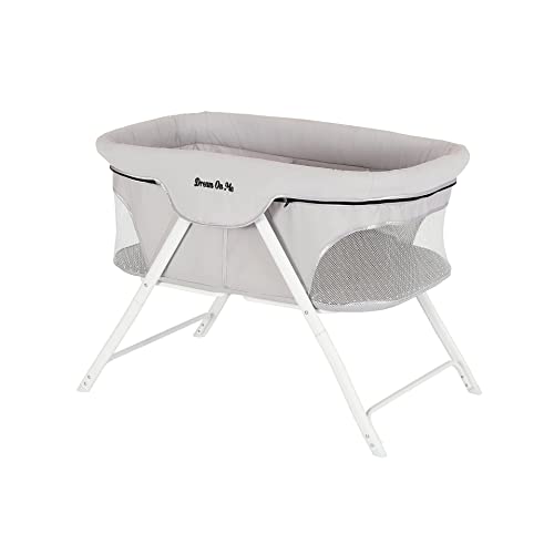 Image of Dream On Me Traveler Portable Bassinet in Cloud Grey, Lightweight and Breathable Mesh Design, Easy to Clean and Fold Baby Bassinet - Carry Bag Included