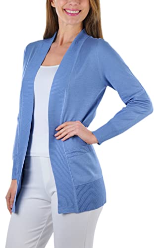Image of ToBeInStyle Women's Long Sleeve Rib Banded Open Sweater Cardigan