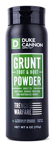 Duke Cannon Supply Co. - Trench Warfare Foot & Boot Powder, Unscented (6 oz) Foot and Shoe Deodorizer, Odor Eliminator to Keep Feet Dry and Friction Free - Scent Eliminator