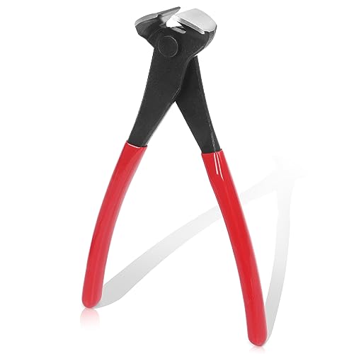 Swpeet 1Pcs 8 Inch Red High Carbon Steel Nail Puller, Pliers, Nail Remover Tool Cutting Pliers End Cutting Pliers Carpenter Tools Staple Puller Nail Puller Tool Nail Remover Nail Pliers for Cut Wires
