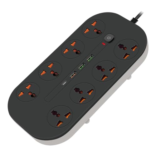 Image of 12 in 1 Universal Extension Board with 8 Sockets 3 USB Ports, 1 PD Type-C Fast Charging | 3000W Heavy Duty Power Strip with Switch | 6 Ft Extension Cord for Home Office TV Computer Mobile