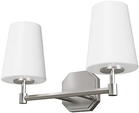 Hunter - Nolita 2-light Brushed Nickel, Medium Size Vanity Light, Dimmable, Modern Style, for Bedrooms, Kitchens, Foyers, Bathrooms - 19879