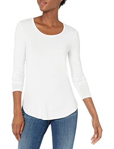 Amazon Brand - Daily Ritual Women's Jersey Long-Sleeve Scoop Neck Shirt, White, Medium