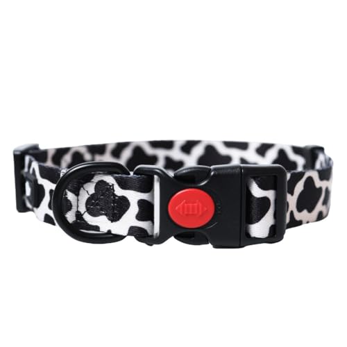 Bark Baskets 'Moo-ve Over' Dog Collar for Small Dogs (Size: Small) | Soft Polyester Fabric, Quick-Release Buckle, Durable & Comfortable Dog Collar Belt for Daily Walks & Running | Neck Girth: 10-16