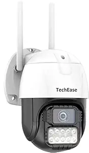 TechEase 360 degree 4MP | 2K (QHD) Smart Home Office Wireless WiFi Camera Outdoor PTZ Camera CCTVColor Night Vision|Ai Auto Tracking| IP66 Weatherproof |MicroSD Card Recording|Cloud Storage (PTZ-03)