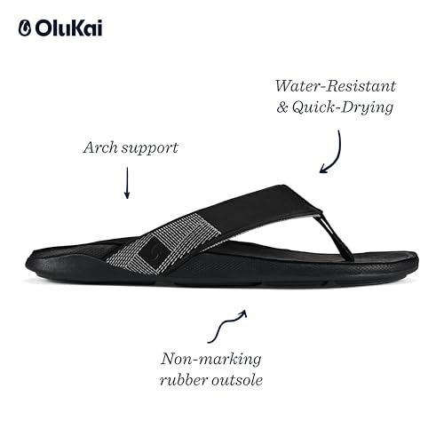 Image of OluKai Tuahine Men's Waterproof Leather Sandals, Versatile Beach Flip Flops, Arch Support & Comfort Fit, Lightweight & Durable, Enhanced Grip & Traction