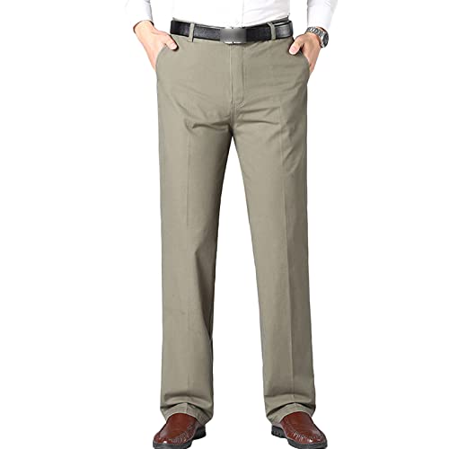 JEShifangjiusu Men's 4-Way Stretch Cotton Suit Pants Chino Pant Premium Comfort Dress Pant Flex Flat Front Straight Fit Pant