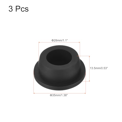 Image of uxcell High Temp Silicone Plug Mount Dia 28mm /1.1 inch t Shaped Rubber Stopper Hole Plugs for Powder Coating Plating Waterproof Plugs Sealing Plugs Black Pack of 3(OD 35mm)