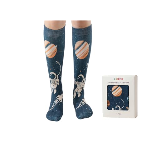 Lairos AFO Socks for Kids - 90% Cotton Highly Stretchy No Threads Inside Solid Colors & Prints