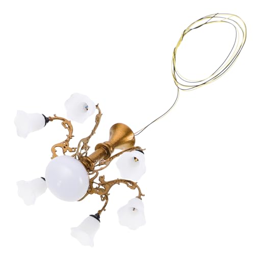 Yardenfun Miniature Lamp Tiny Chandelier Light for Dollhouse Decoration Miniature Furniture Ornament Ideal for Table Lamp and Accessories Chandelier for Home Decor