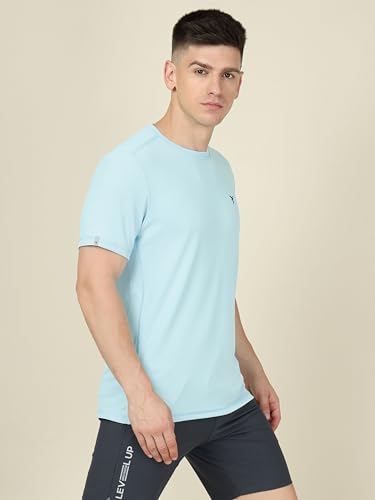Image of TECHNOSPORT Men's 100% Polyester Slim Fit Solid Short Sleeve T-Shirt for Gym, Workout, Sports and Regular Use - Pack of 2