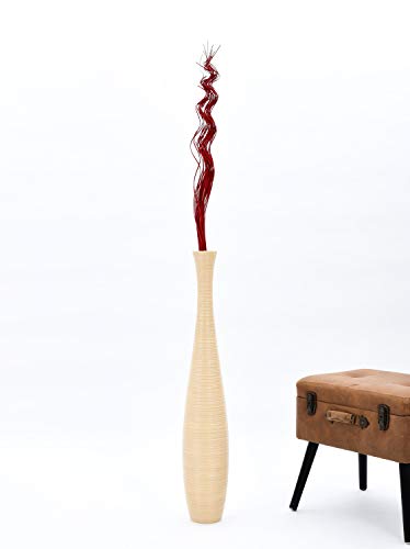 Image of Leewadee Tall Vase Filler, Wavy Palm Leaves - 2 Bunches of Colored Curly Twigs for Floor Vases, Dried Arrangements for for Vintage Or Modern House Decor, 39 inches, Red