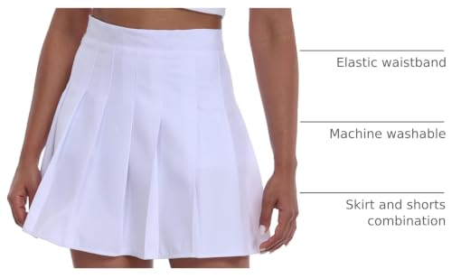Image of Girls Pleated Skirts Tennis Skirt with Shorts High Waisted Mini Skort | Side Zipper, A-Line Cut,Stretchy Back Elastic Waistband, Athletic Golf Skorts, Uniform, Casual, Festival Outfit