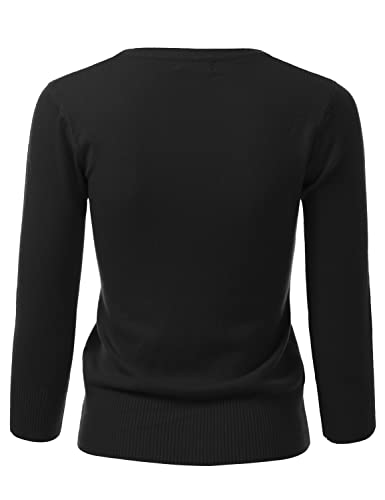 Women's 3/4 Sleeve V-Neck Button Down Knit Sweater Soft Cardigan (S-XXL)3